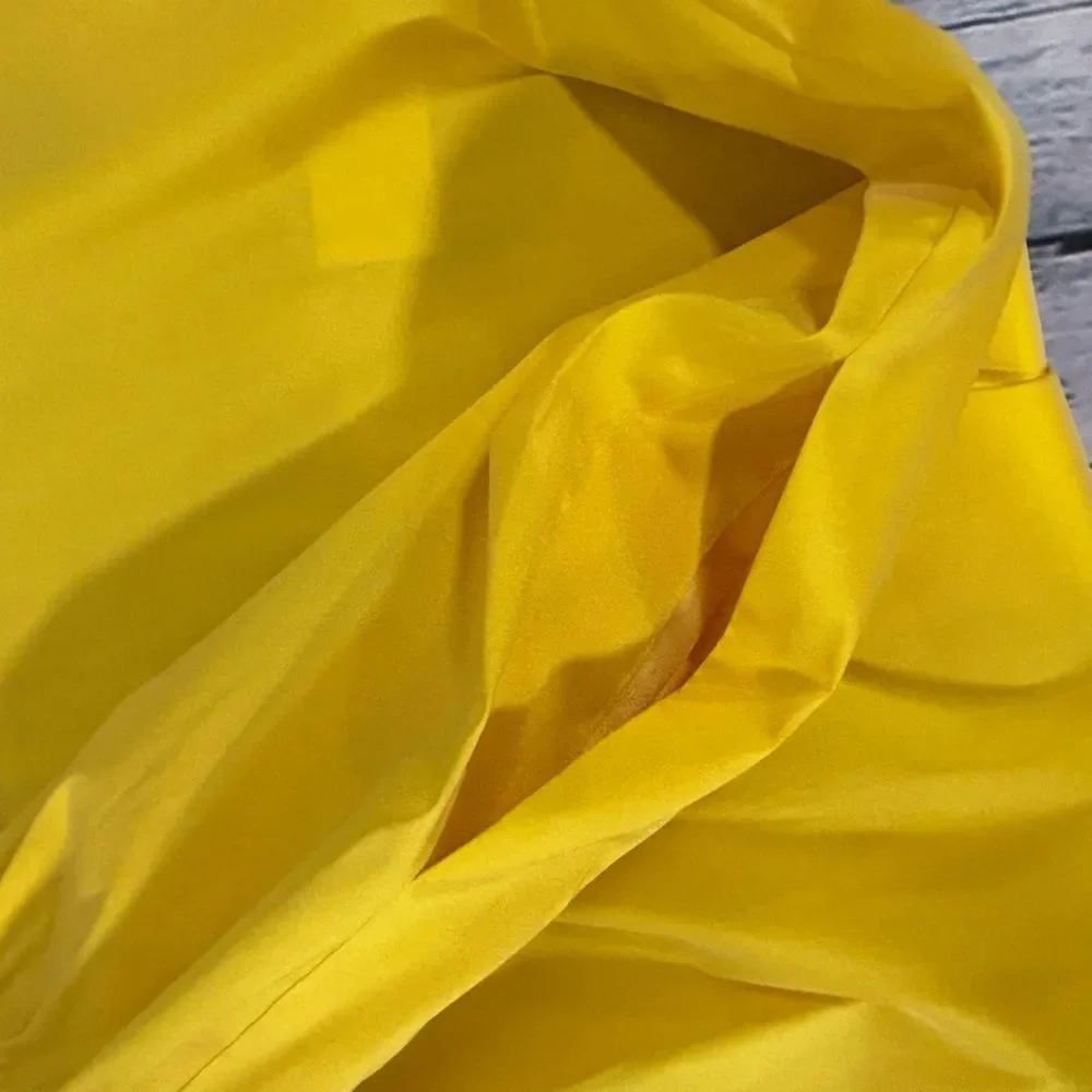 J Crew Collection Yellow Bowfront Sweet Formal Deep V-neck Taffeta Mini Dress 12